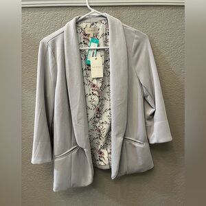 “Skies are Blue” light grey jacket. New with tags.